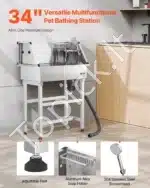 Profesionalus šunų vonios stovas – nerūdijančio plieno, 870 mm x 490 mm x 1225 mm - Image 2