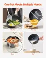 Puodų ir keptuvių komplektas, 17 dalių, juodas - Image 4