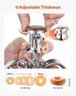 Rankinis spurgų tešlos dozatorius | Nerūdijančio plieno | 2,4 l talpa | 6 reguliuojami storio nustatymai | Vienos rankos valdymas - Image 4