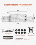 Reguliuojama automobilio pertvara augintiniams saugioms kelionėms 900 x 416 mm - Image 2