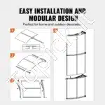 Rudas durų stogelis 198×97 cm – elegantiškas įėjimo stogelis su UV apsauga ir lenktu dizainu - Image 2
