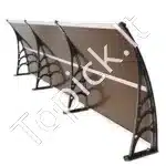 Rudas durų stogelis 297×97 cm – platus įėjimo stogelis su UV apsauga ir lenktu dizainu - Image 8