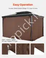 Rudos spalvos 4 dalių pavėsinės šoninės užuolaidos 281 × 341 × 214 cm - Image 4