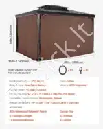 Rudos spalvos 4 dalių pavėsinės šoninės užuolaidos 281 × 341 × 214 cm - Image 7