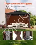 Rudos spalvos 4 šių pavėsinės užuolaidos 344 × 344 × 213 cm - Image 6