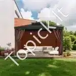 Rudos spalvos 4 šių pavėsinės užuolaidos 344 × 344 × 213 cm - Image 8