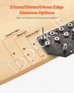 Savarankiškai centruojamas dūbelių ir vyriai gręžimo šablonas | Aliuminio lydinio, 2 grąžtai, 5 atstumai - Image 6