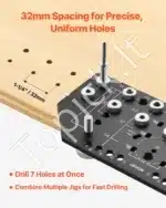 Savarankiškai centruojamas dūbelių ir vyriai gręžimo šablonas | Aliuminio lydinio, 2 grąžtai, 5 atstumai - Image 7