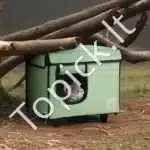 Šildomas katės namelis su stogeliu – 42 × 33 × 39 cm, žalia spalva - Image 7