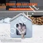 Šildomas katės namelis su stogeliu – 47 × 42 × 47 cm, mėlyna spalva - Image 4