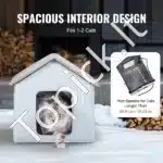 Šildomas katės namelis su stogeliu – 47 × 42 × 47 cm, mėlyna spalva - Image 5