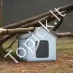 Šildomas katės namelis su stogeliu – 47 × 42 × 47 cm, mėlyna spalva - Image 7