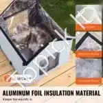 Šildomas katės namelis su stogeliu – 47 × 42 × 47 cm, mėlyna spalva - Image 2