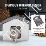 Šildomas katės namelis su stogeliu – 48 × 56 × 44 cm, pilka spalva - Image 6