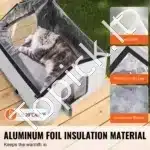 Šildomas katės namelis su stogeliu – 48 × 56 × 44 cm, pilka spalva - Image 3