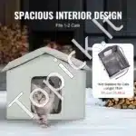 Šildomas katės  namelis su stogeliu – 48 × 56 × 44 cm, žalia spalva - Image 5