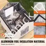 Šildomas katės namelis su stogeliu – 52 × 48 × 47 cm, ruda spalva - Image 2