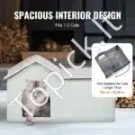 Šildomas katės namelis su stogeliu – 67 × 56 × 41 cm, žalia spalva - Image 5