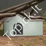 Šildomas katės namelis su stogeliu – 67 × 56 × 41 cm, žalia spalva - Image 7