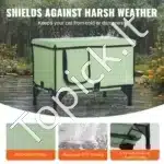 Šildomas katės namelis su stogeliu– 53 × 33 × 42 cm, žalia spalva - Image 3