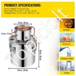 Įvairių stipriųjų gėrimų ir vandens distiliatorius - 11,4 L – Kompaktiška nerūdijančio plieno sistema su efektyviu aušinimu - Image 8