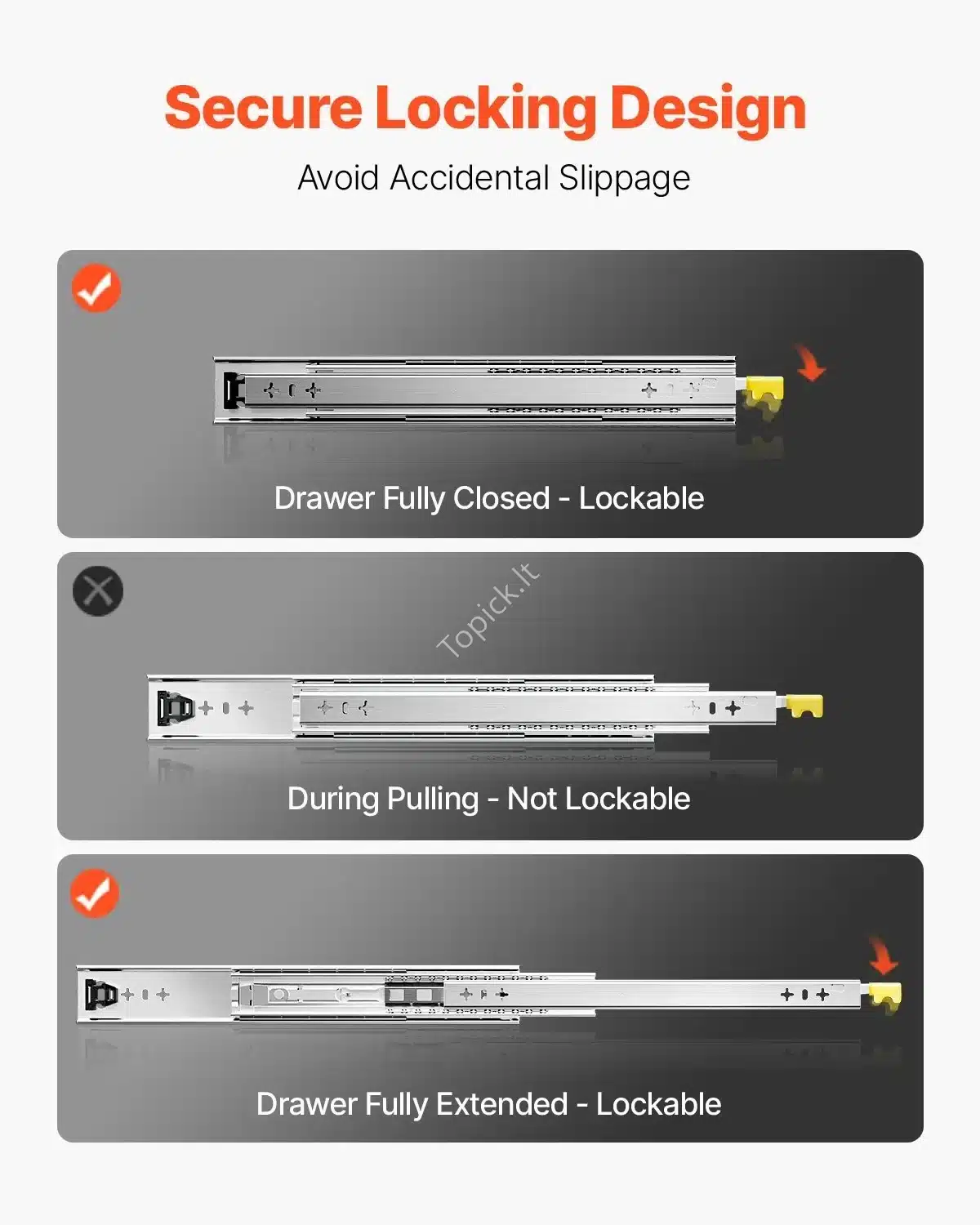Stalčių bėgeliai, 950 mm 113.4 kg topick (3) Stalčių bėgeliai, 950 mm / 113.4 kg - Image 3