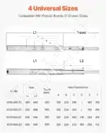 Stalčių bėgeliai su švelniu uždarymu, 10 porų, 45 cm / 45 kg - Image 2