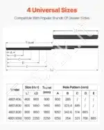 Stalčių ir spintelių bėgeliai, 40 cm / 117 kg - Image 2
