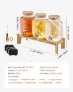 Stikliniai gėrimų dozatoriai 3×3,8 l - Image 7