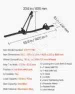 Stogo dviračio laikiklis su spyna – 508–737 mm ratams, juodas - Image 7