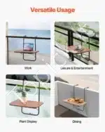 Sulankstomas balkono stalas 59,5 × 40 cm su tvirtinimo sistema - Image 5