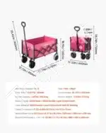 Sulankstomas sodo vežimėlis-karutis, 102 kg, rožinis - Image 6