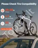 Sulankstomas stogo dviračio laikiklis – 508–737 mm ratams, juodas - Image 3