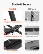 Sulankstomas stogo dviračio laikiklis – 508–737 mm ratams, juodas - Image 5