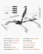 Sulankstomas stogo dviračio laikiklis – 508–737 mm ratams, juodas - Image 7