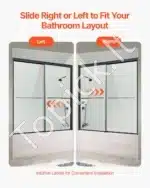 Sulankstomos dušo durys, berėmės, juodos, 142.2-152.4x152.4 cm - Image 6