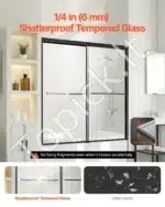 Sulankstomos dušo durys, berėmės, juodos, 142.2-152.4x152.4 cm - Image 2