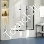 Sulankstomos dušo durys, trijų dalių, berėmės, juodos, 129.5x142.2 cm - Image 8