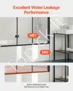 Sulankstomos dušo durys, trijų dalių, berėmės, juodos, 129.5x142.2 cm - Image 5