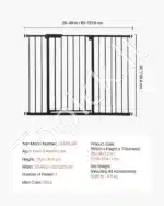 Šunų saugos vartai – juodi, sulankstomi, 65–121,9 cm pločio, 914 mm aukščio - Image 3