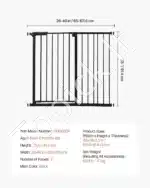 Šunų saugos vartai – juodi, sulankstomi, 65–121,9 cm pločio, 914 mm aukščio - Image 3