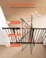 Šunų saugos vartai – juodi, sulankstomi, 65–121,9 cm pločio, 914 mm aukščio - Image 5