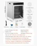 Talpi džiovyklė maisto produktams su 12 padėklų 800W - Image 7