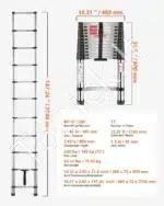 Teleskopinės nerūdijančio plieno kopėčios 374 cm - Image 3