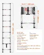 Teleskopinės nerūdijančio plieno kopėčios – 254 cm - Image 3