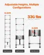 Teleskopinės nerūdijančio plieno kopėčios – 254 cm - Image 4