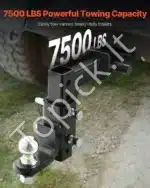 Trijų rutulių kablio galvutė su kabliu – 50 mm imtuvas, 47,6/50/58,7 mm rutuliai, juoda - Image 2