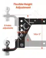 Trijų rutulių kablio galvutė su kabliu – 50 mm imtuvas, 47,6/50/58,7 mm rutuliai, juoda - Image 4