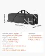 Tvirtas krepšys su ratukais studijos įrangai, 131x36.5x38 cm - Image 7