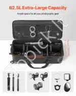 Tvirtas krepšys su ratukais studijos įrangai, 910x300x355 mm - Image 2